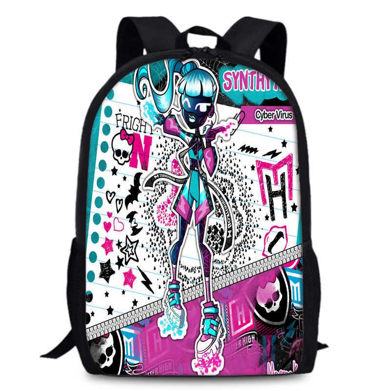 Monster High Unisex 15in Backpack Ergonomic Support Oxford Fabric Schoolbag