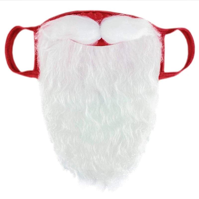 New Christmas Hat Decoration 3D Santa Claus Beard Masks Unisex Funny Reusable Santa Face Cover Shield For Xmas Cosplay Party