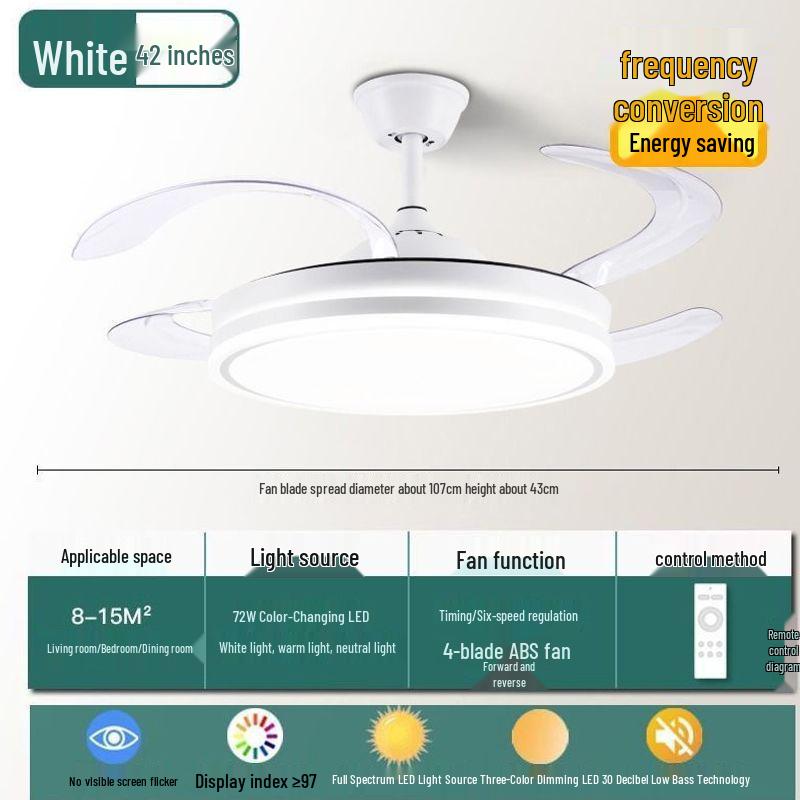 2026 Modern Invisible Ceiling Fan Light Chandelier for Dining, Living Room, Bedroom
