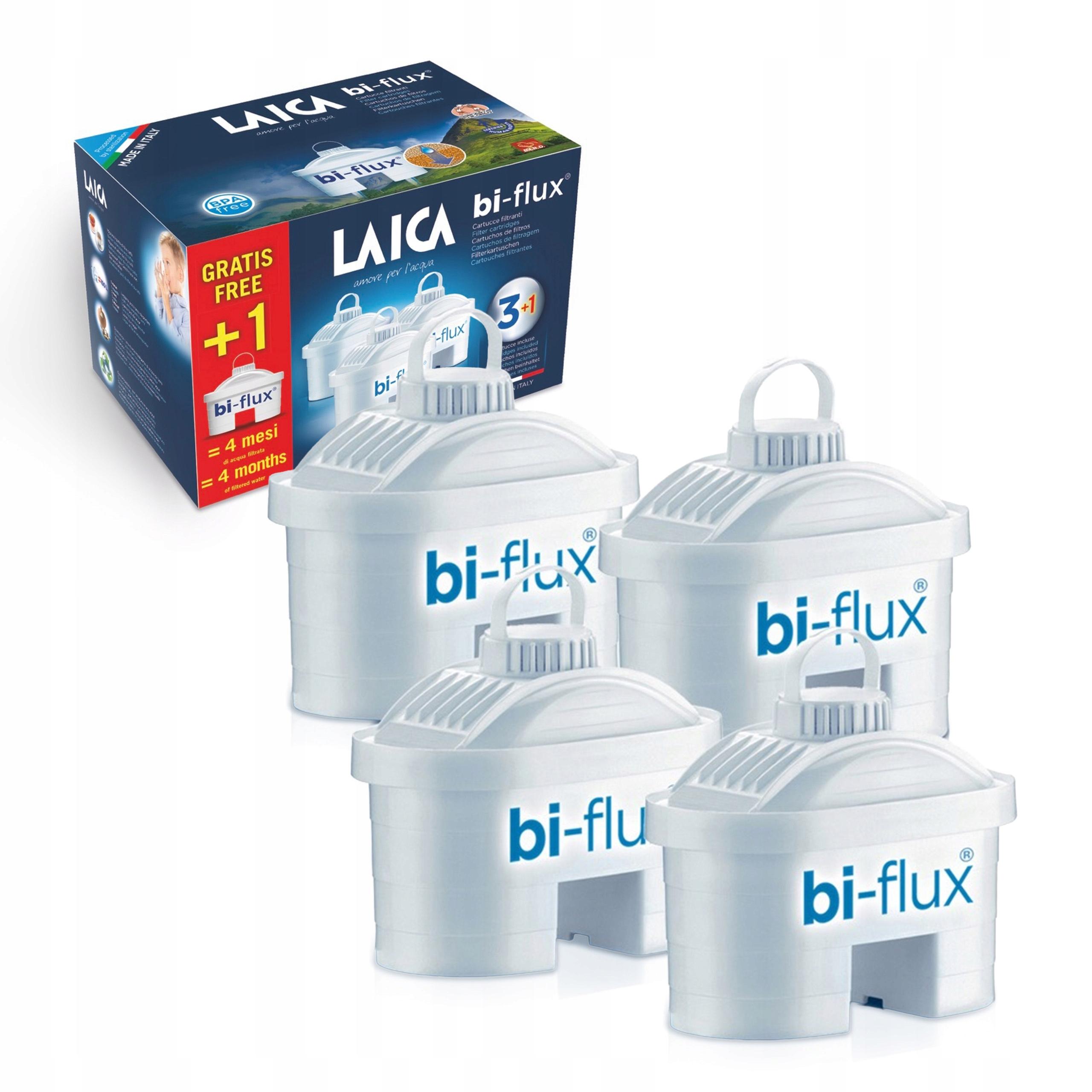 LAICA BI-FLUX Uniwersalny wkład filtrujący do dzbanka na wodę, 4 sztuki
