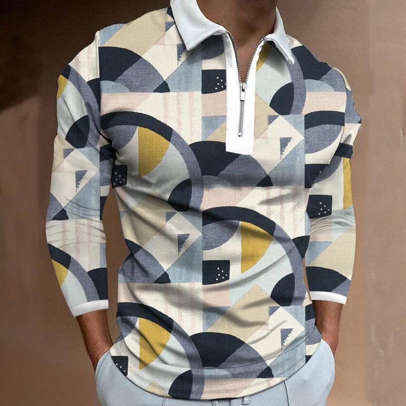 Polo à manches longues avec graphique de boussole vintage, Vêtement de mode décontracté élégant
