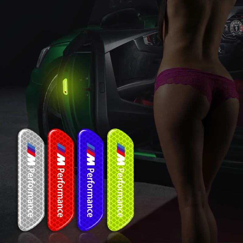 4PCS/set Car Reflective Strips Warning Stickers Car Styling for BMW M Performance M2 M3 M5 320 325 E28 E30 E34 E36 E39 E46 E52