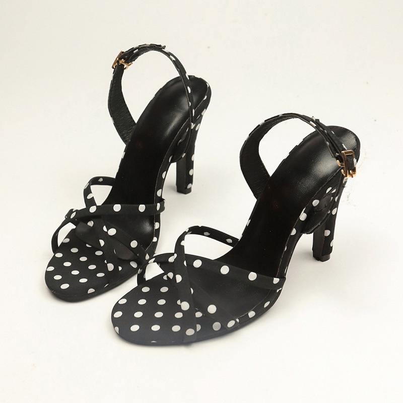 High heels summer new thin heels sexy high temperament socialite one-word buckle high heels sandals 35 чёрный