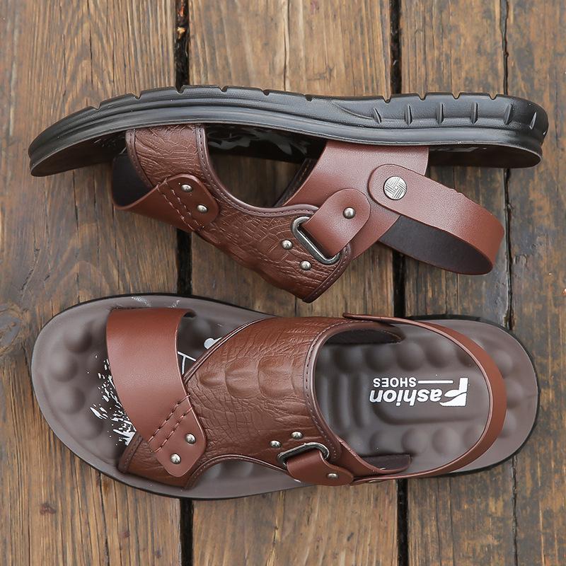 2025 Men's Summer Waterproof Thick-Soled Non-Slip Beach Sandals - Middle-Aged Dad's Driving Slippers