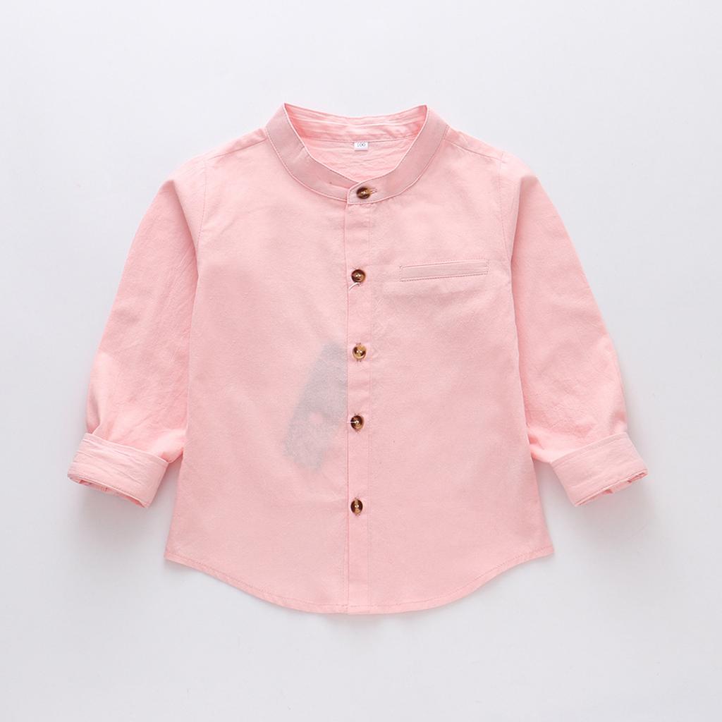 Chemise Décontractée à Boutons, Col Mao et Manches Longues pour Enfants