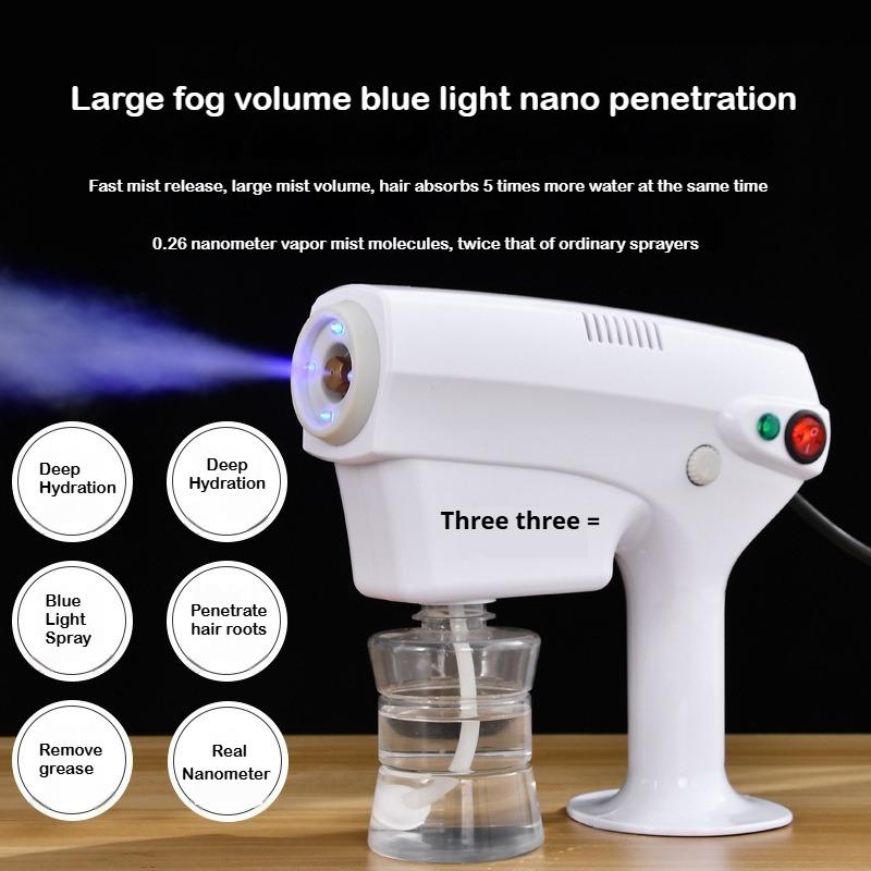 Barber Nano Blue Light Sprayer Negative Ion Electric Steam Spray Disinfection Gun Atomizer Tools For Hair Perm Hydration Care