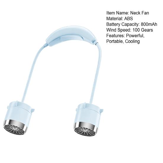 Portable Neck Fan 1-100 Speed Rechargeable Quiet Hands Free USB Fan Flexible Wearable Cooling Personal Fan for Outdoor Travel Office