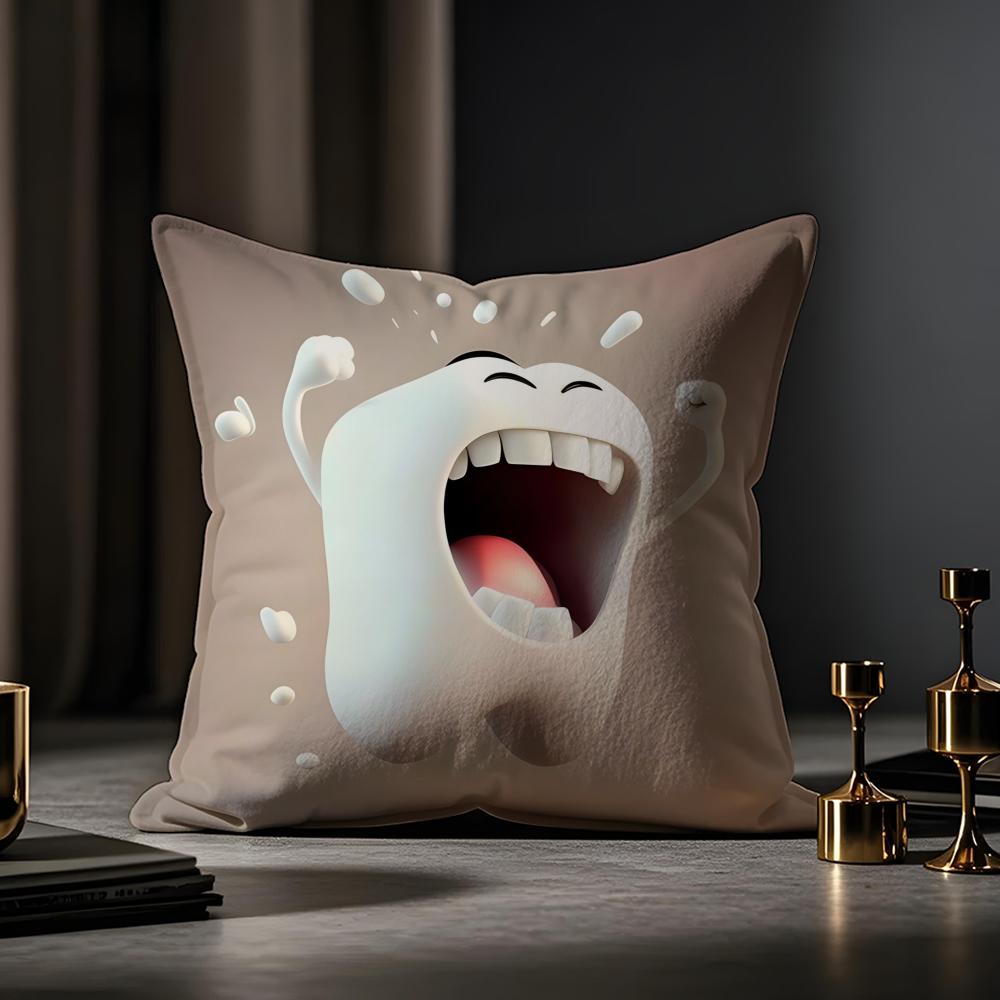 Cuscino per Divano Novità Clinica Dentale Dente Anime Federa Anti-acaro Cerniera Invisibile Morbido Peluche Corto