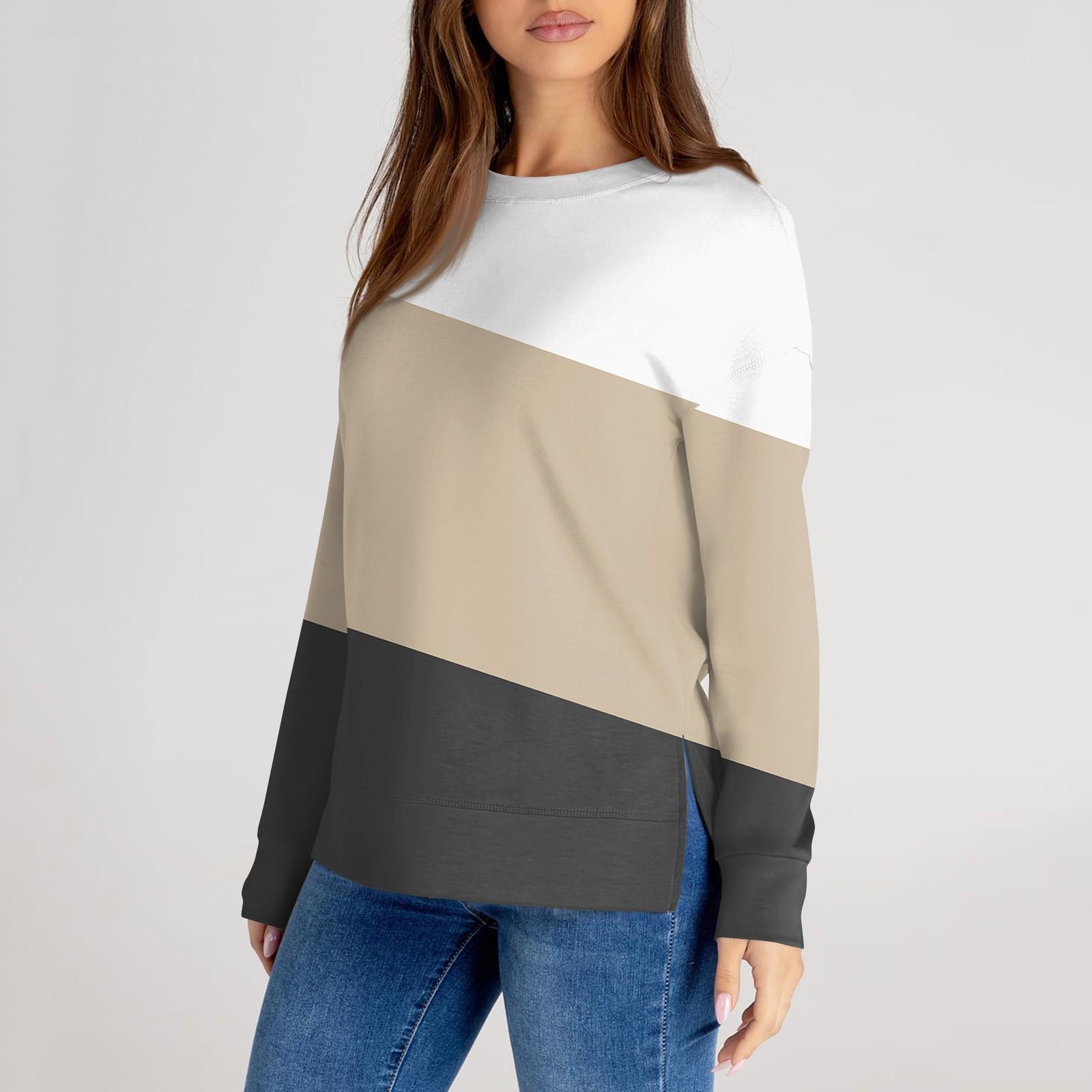 

Женский повседневный модный однотонный свитер с круглым вырезом и длинными рукавами L бежевый