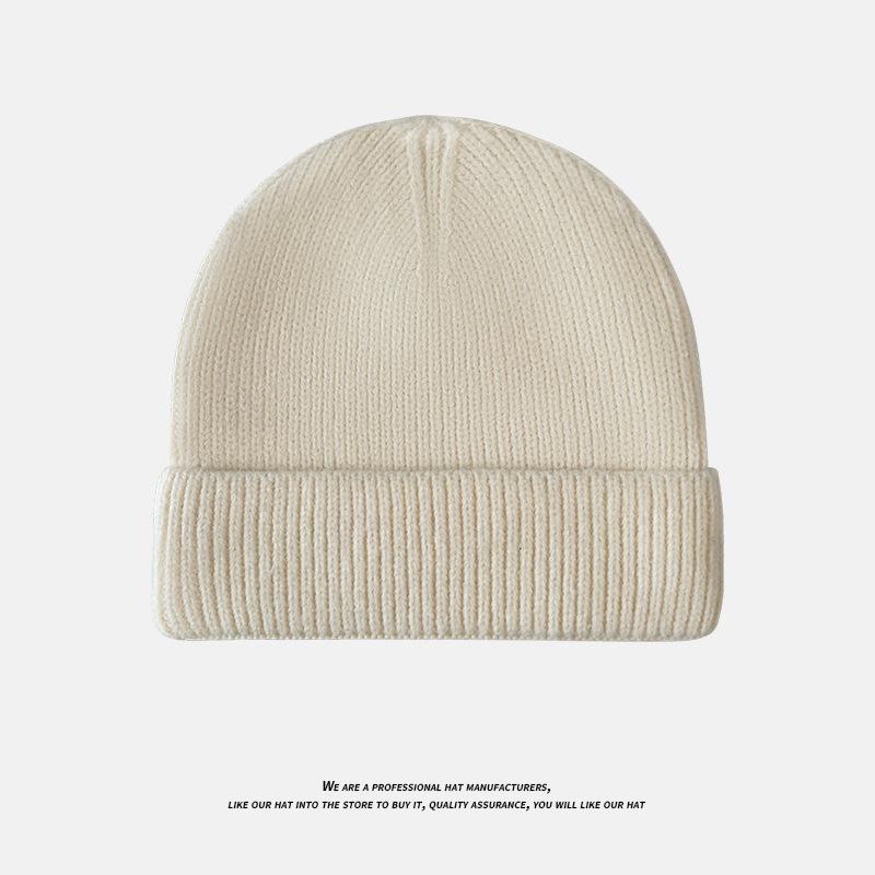 Light Plate Knitted Hat for Women Thickened Warm Ear Protection Cold Hat for Students Simple and Versatile Pullover Woolen Hat for Men