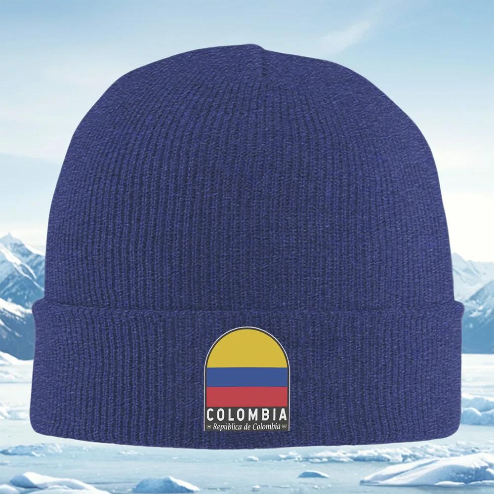 Colombia national flag emblem design Unisex Women Unisex Knitted Hat Beanie Pullover Cap Winter Thermal Warm Christmas Outdoor