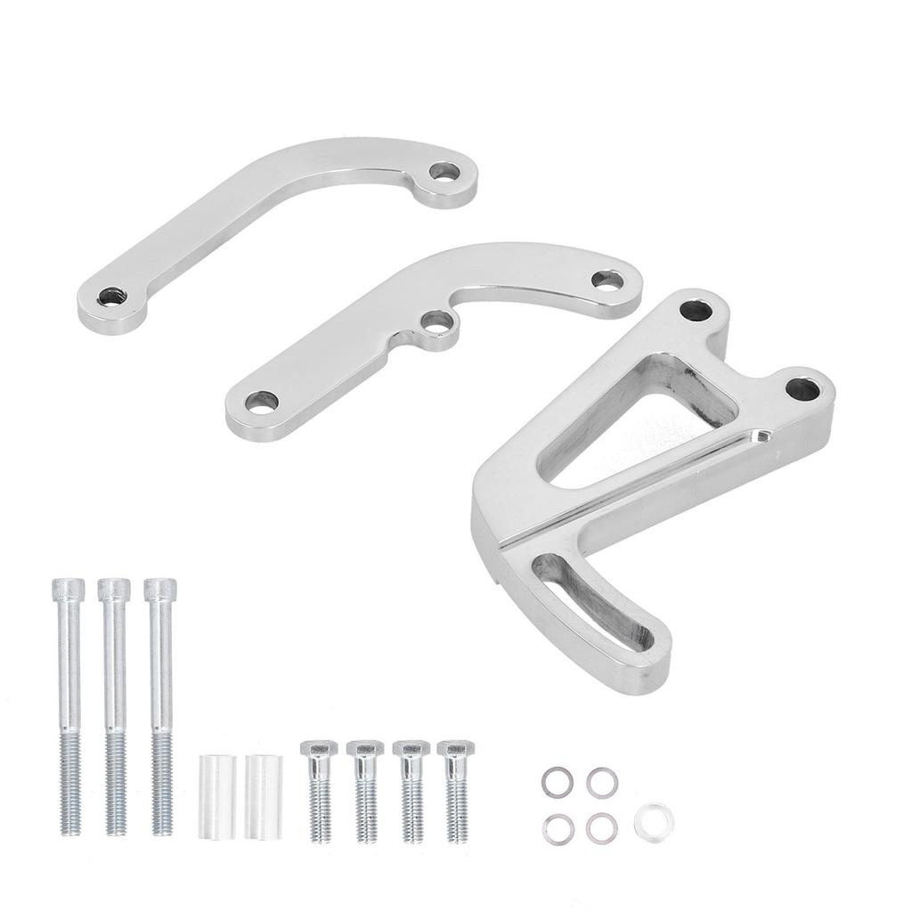 3pcs Car Power Steering Mounting Bracket Chrome Polished Replacement for CHEVY LWP SMALL BLOCK 262‑400
