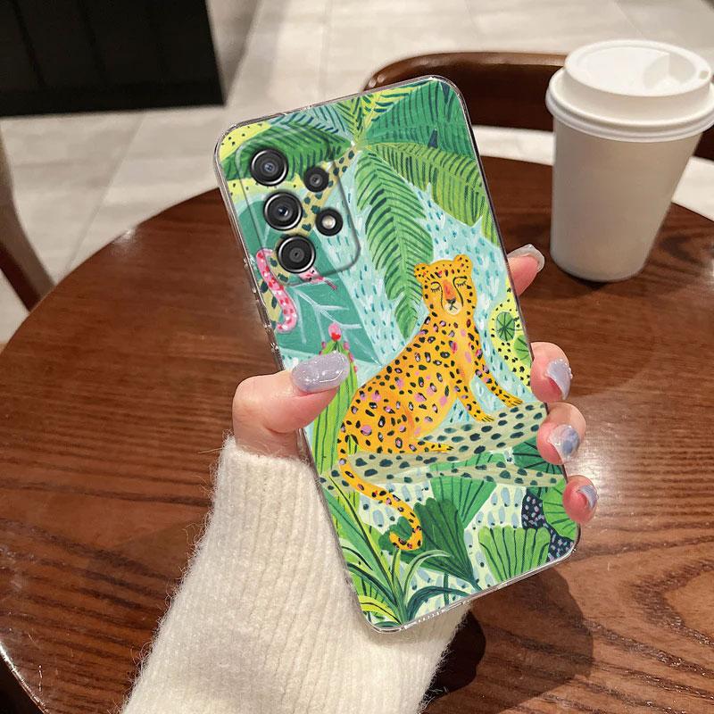 Jungle Art Snake Cats Sloth Phone Case For Samsung Galaxy A56 A57 A37 A55 A54 A36 A35 A26 A25 A16 A17 A07 A52 A34 A73 A21s Cover