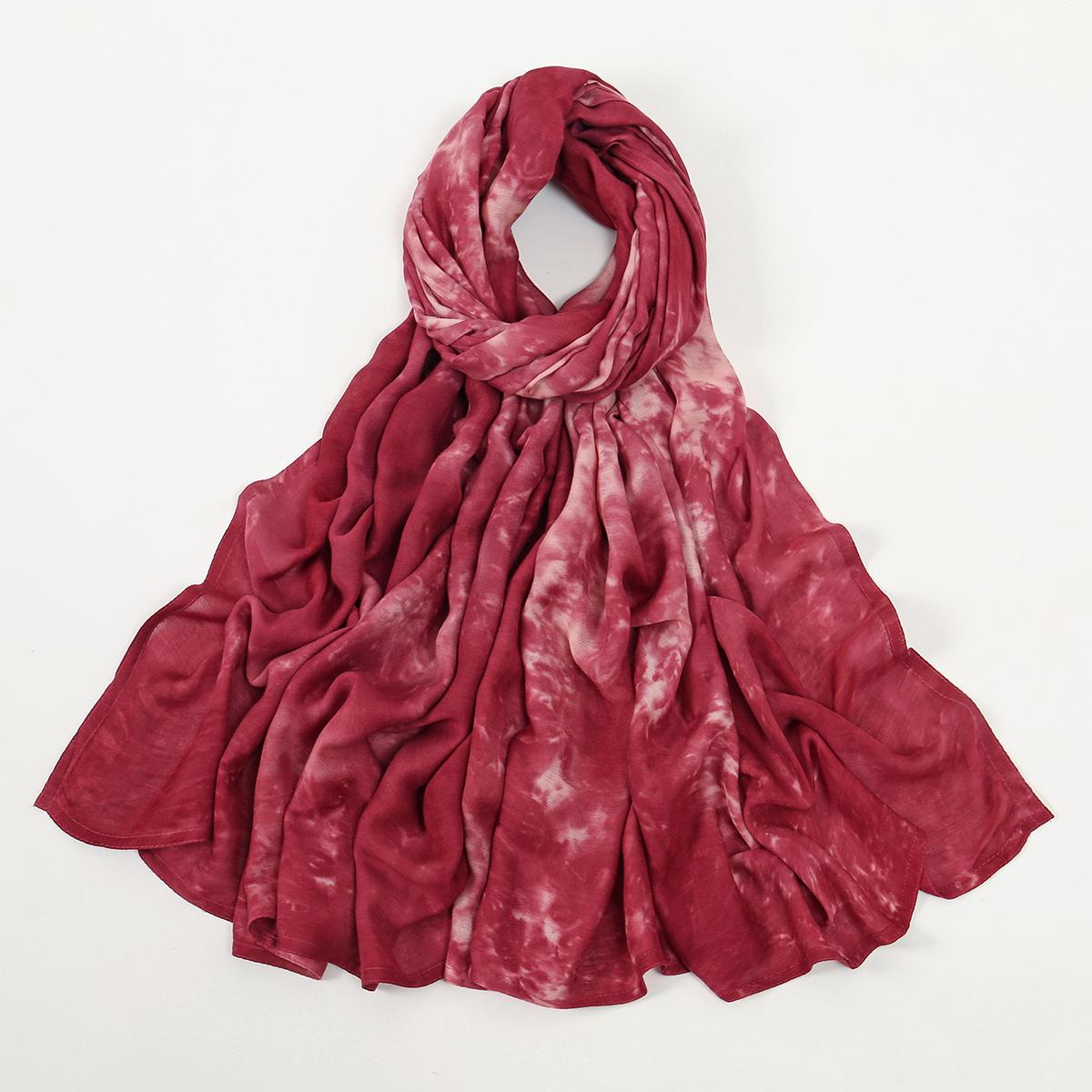 

Muslim Fashion Tie-dye Modal Cotton Hijab Colorful Scarf Double Stitching Cotton Rayon Shawl Women Big Size Gradient Headscarf