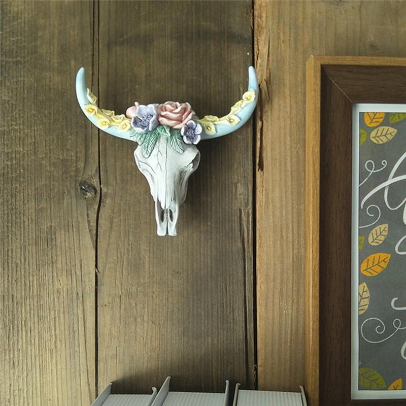 M-Modern-Rinderkopf Wandbehang Sukkulenten Blume Rinderkopf Miniaturfiguren Tier escultura Heim Hängende Ornamente Dekor