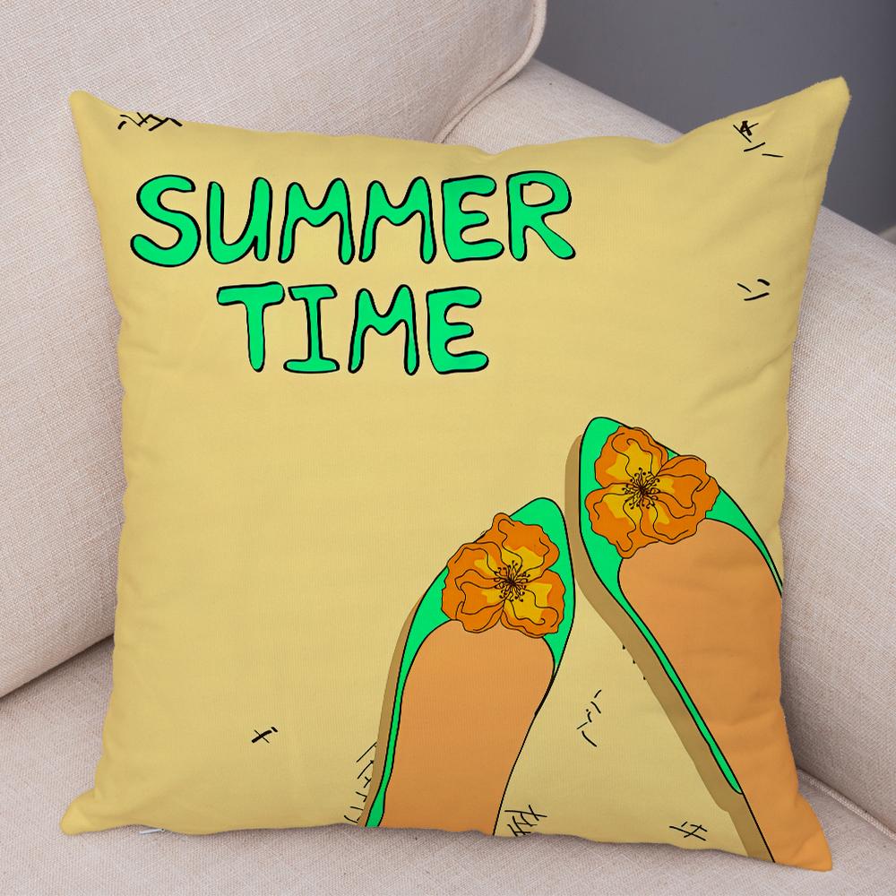 Fashion Shoe Cushion Cover High Heel Sneaker Boot Print Soft Linen Living Room Bedroom Home Decor Pillow Case