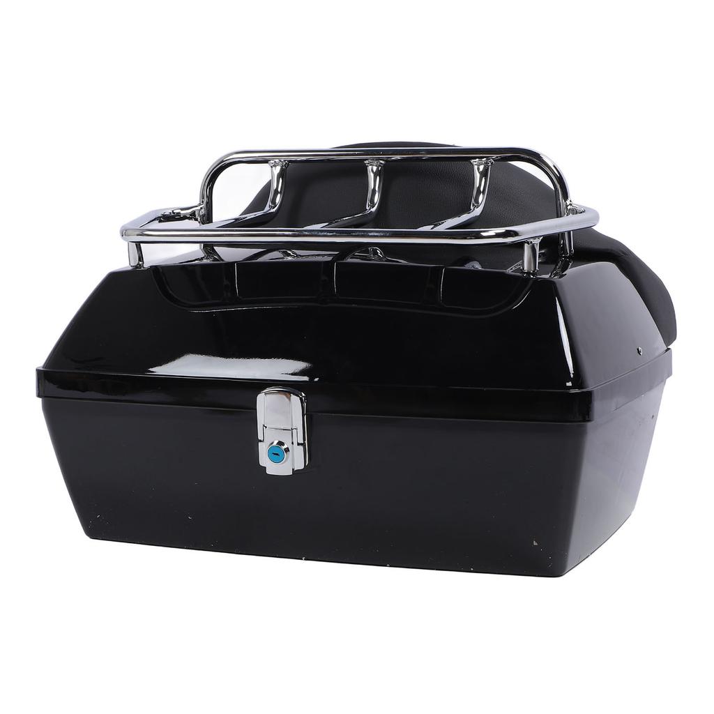 Motorcycle Rear Case 48L Universal Water Resistant with Lock Backrest Cushion Trunk Tail Luggage