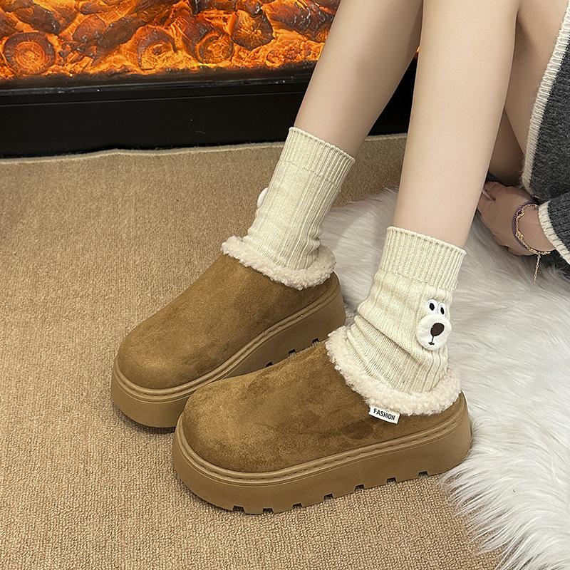 Large Size Fluffy Slippers for Women's Outer Wear 2025 Autumn and Winter New Velvet Casual Warm Thick-soled Bag Head Half Slippers