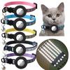 For Airtag Protective Case Cat Collar with Adjustable Night Reflection Kitten Collar with Bell for Cats Dog Puppy Without Airtag