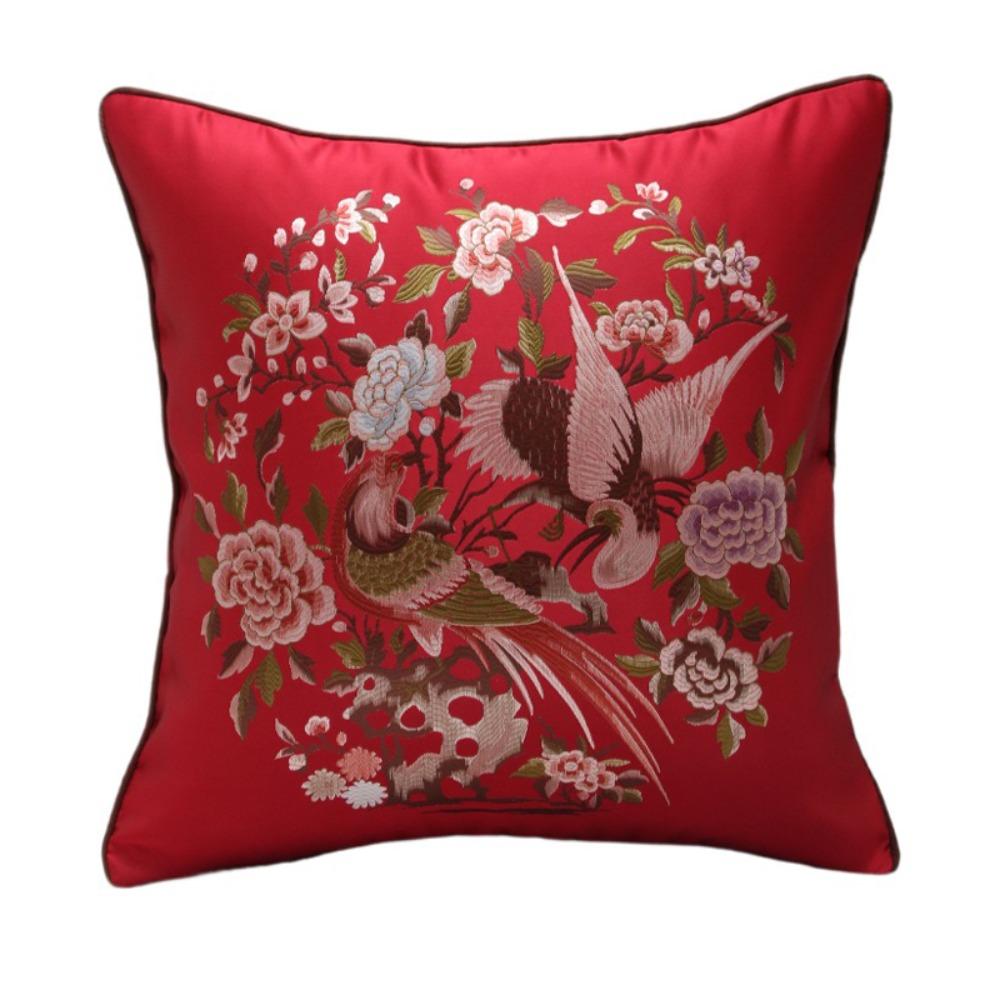 

Мягкая наволочка с китайской вышивкой 45x45см Дакроновая наволочка для диванной подушки красный
