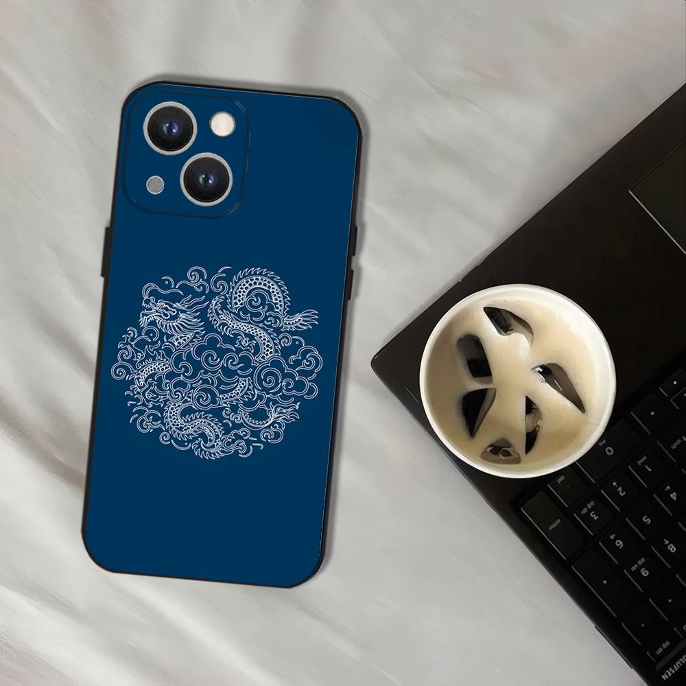 Luxury Dragon Totem Phone Case For iPhone 17,16,15,14,13,12,11,Pro,XS,Max,XR,Plus,E,SE4,Mini Black Soft Cover