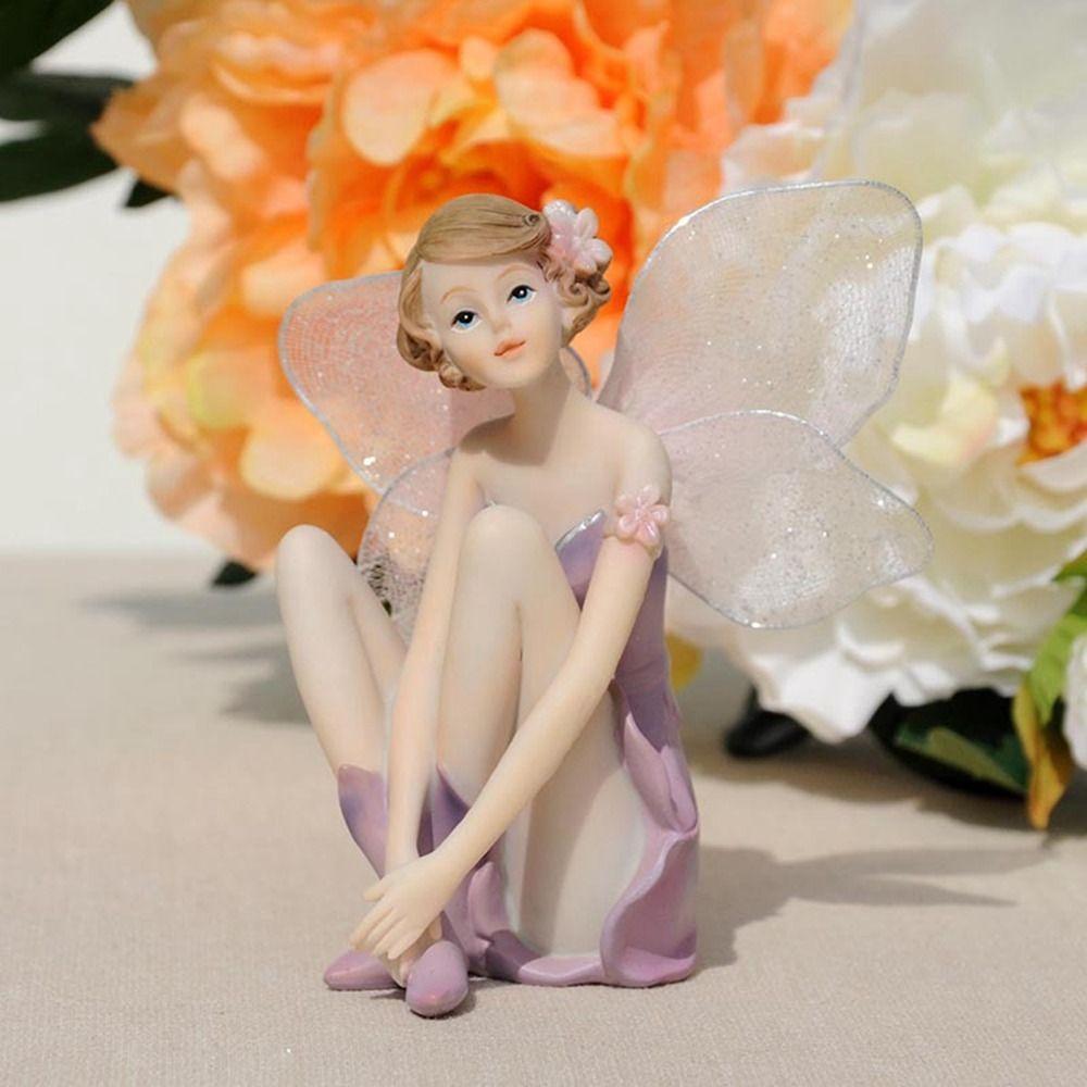 

Resin Flower Fairy Figurine Purple Angel Flying Miniature Ornament Fairy Girl Miniature Desktop 6