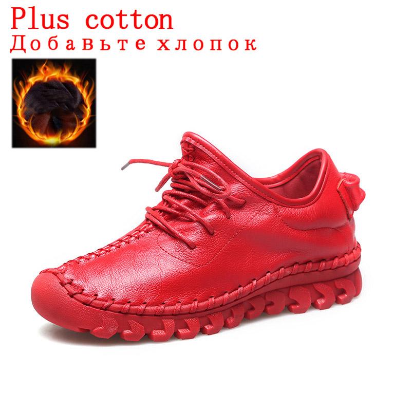 Fashion Handmade Genuine Leather Women Shoes Fashion Casual Sneakers Retro Flats Ladies Lacing Loafers Breathable Vulcanized Shoes