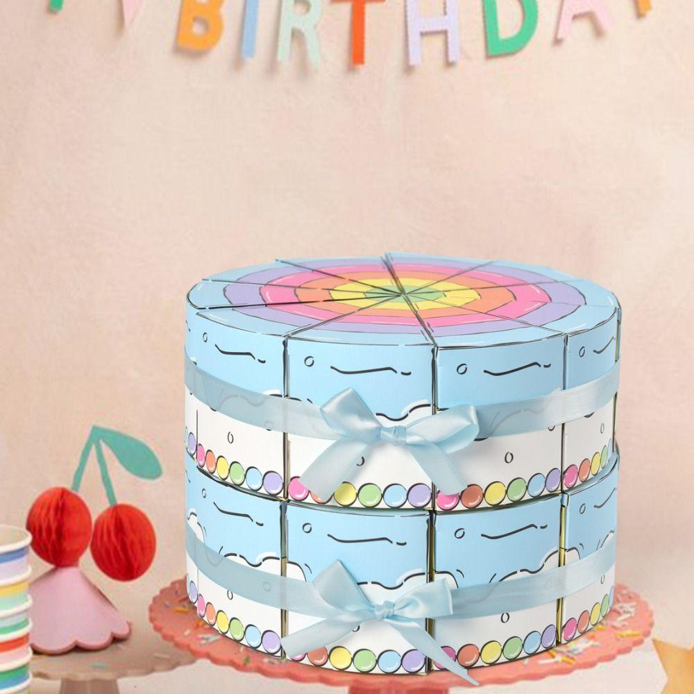 10 Stück Mehrfarbige Dreieckige Kuchen-Geschenkbox Erdbeere Regenbogen Geschenkverpackungsbox Für Süßigkeiten Keks