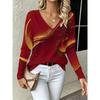 Women's Autumn 3D Printed V-Neck Long Sleeve T-Shirt