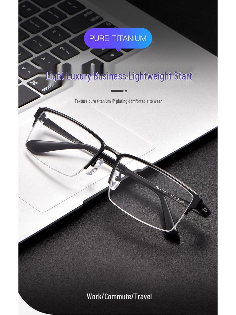 Ultraleichte Herren Halbrand Titanbrillengestelle - Modische Korrektionsbrillen