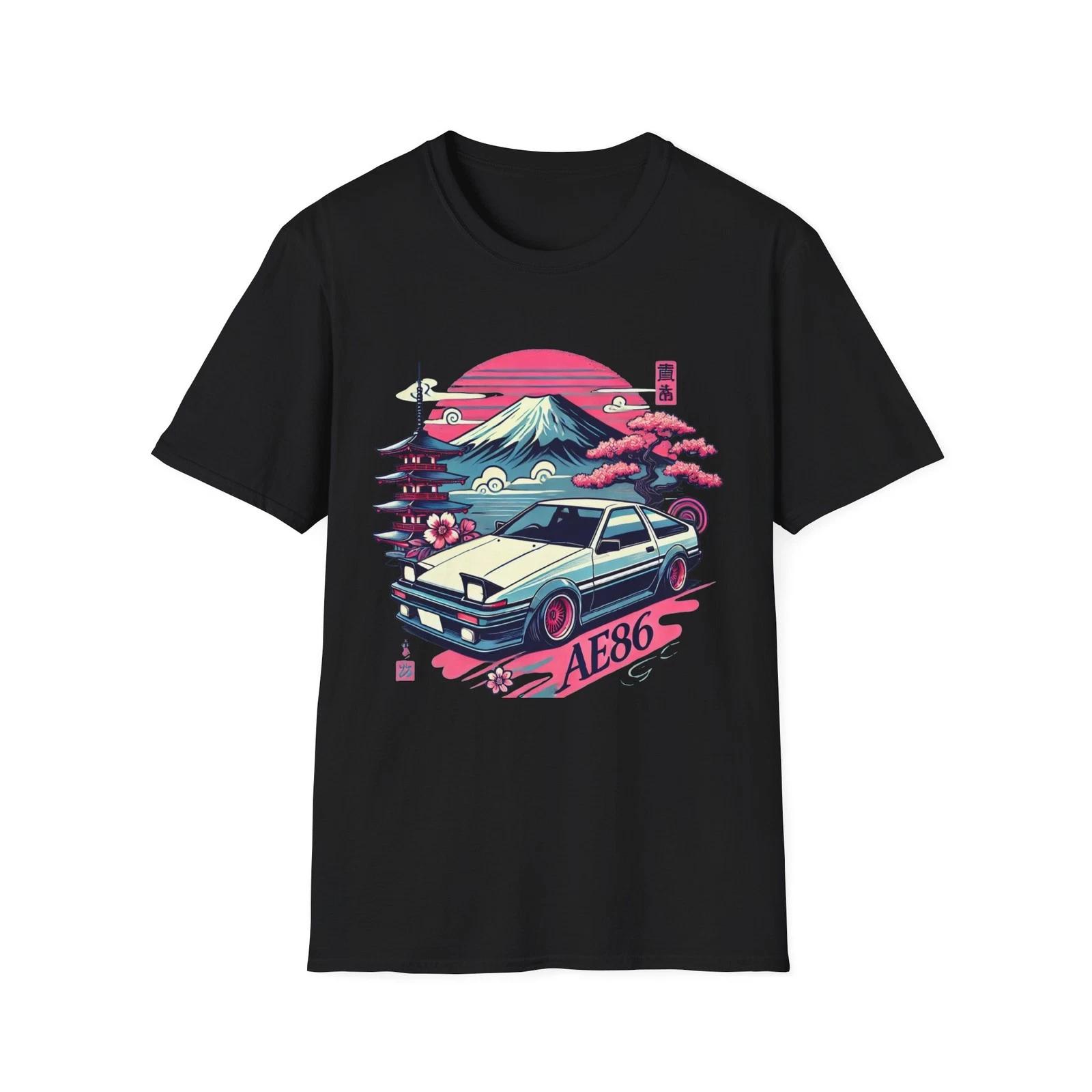 AE86 JDM Mt Fuji Pagoda Cherry Blossom Drift Legend Graphic T-Shirt XL