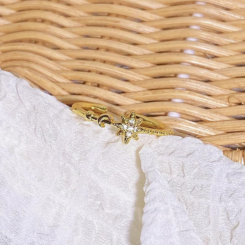 Gold Medieval Simple And Exquisite Light Luxury Zir*****Pen Ring Female Niche Design French High-End Ring