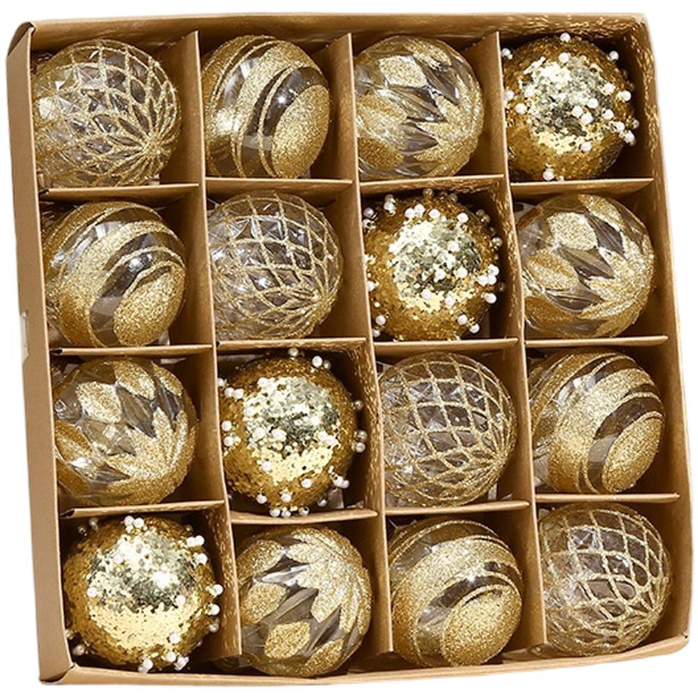 Розовое Рождественское Украшение Металлизированная Отделка Подвесные Шары Рождественское Украшение 6см Подвесные Шары Подарочная Коробка из Крафт-Бумаги золотой