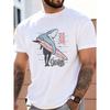 Casual Summer Style Men's T-Shirt Shark Surfing Graphic 86 Aloha Design for Beach And Vacation Wear Perfect Gift for Surfers And Ocean Lovers