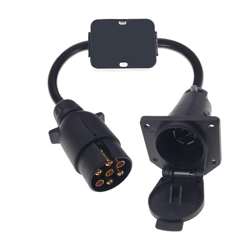 Trailer wiring harness connector accessories European 7-pin to American 7-pin brake steering line and tail light line converter