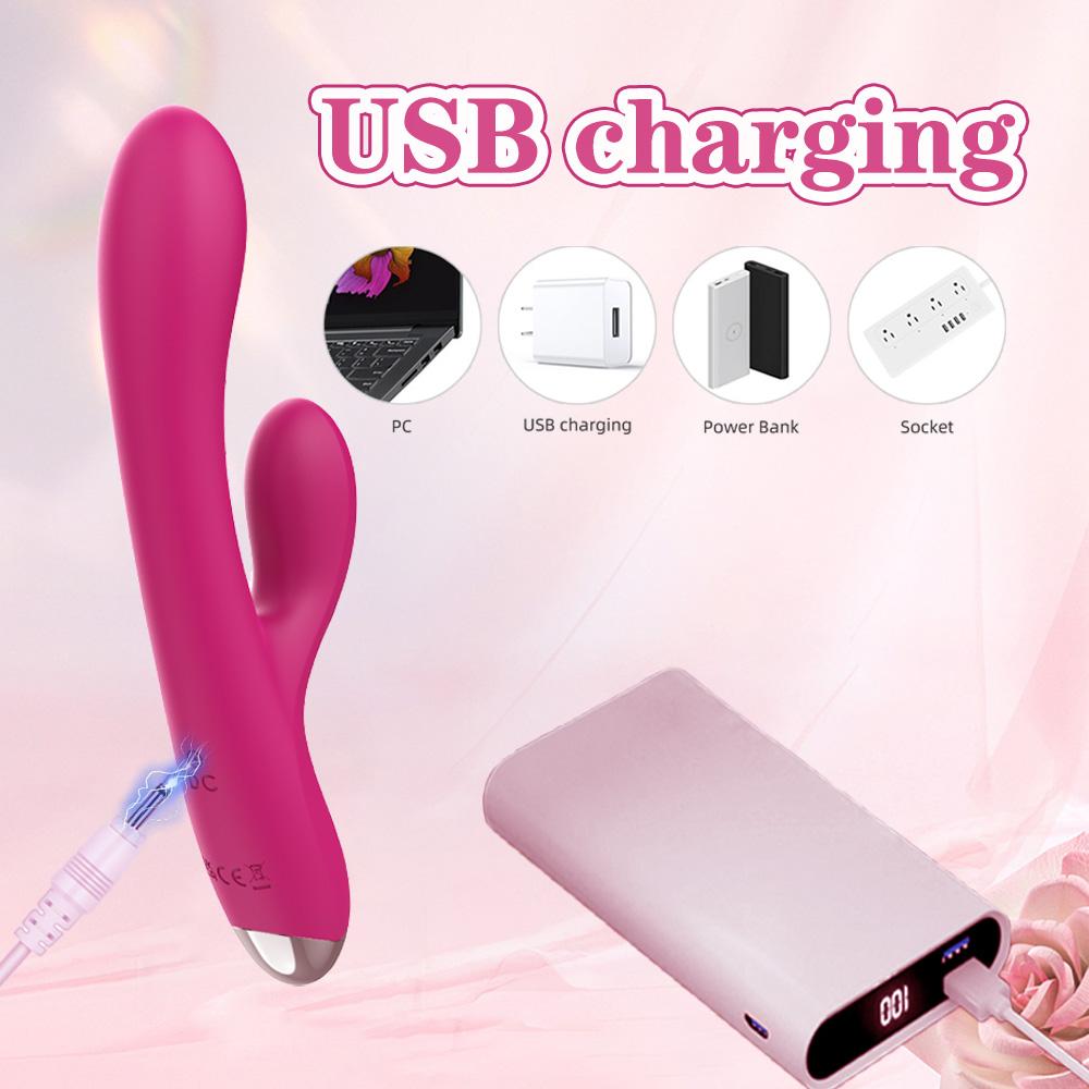 Rabbit Vibrator for Women Clitoris Stimulator Silicone G-spot Powerful 2 in 1 Dildo Female Masturbation Waterproof Sex Toys Adult Goods Insert Dildo