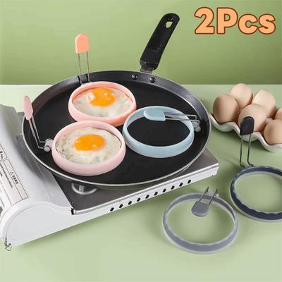 2 Pieces Scald-proof Handle Round Fried Eggs Mold Heat-resistant Omelet Mold  Cookies
