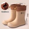 Simple rain shoes khaki brown bundle waterproof women's boots exquisite rain boots urban commuting non-slip rubber shoes elastic short water boots