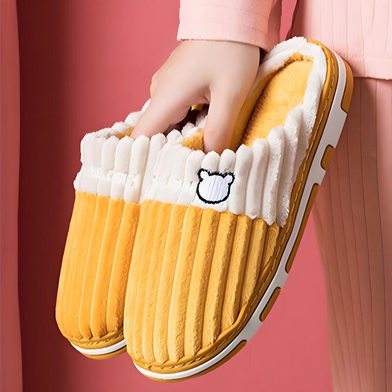 Cotton slippers home warmth non-slip plush home cotton slippers