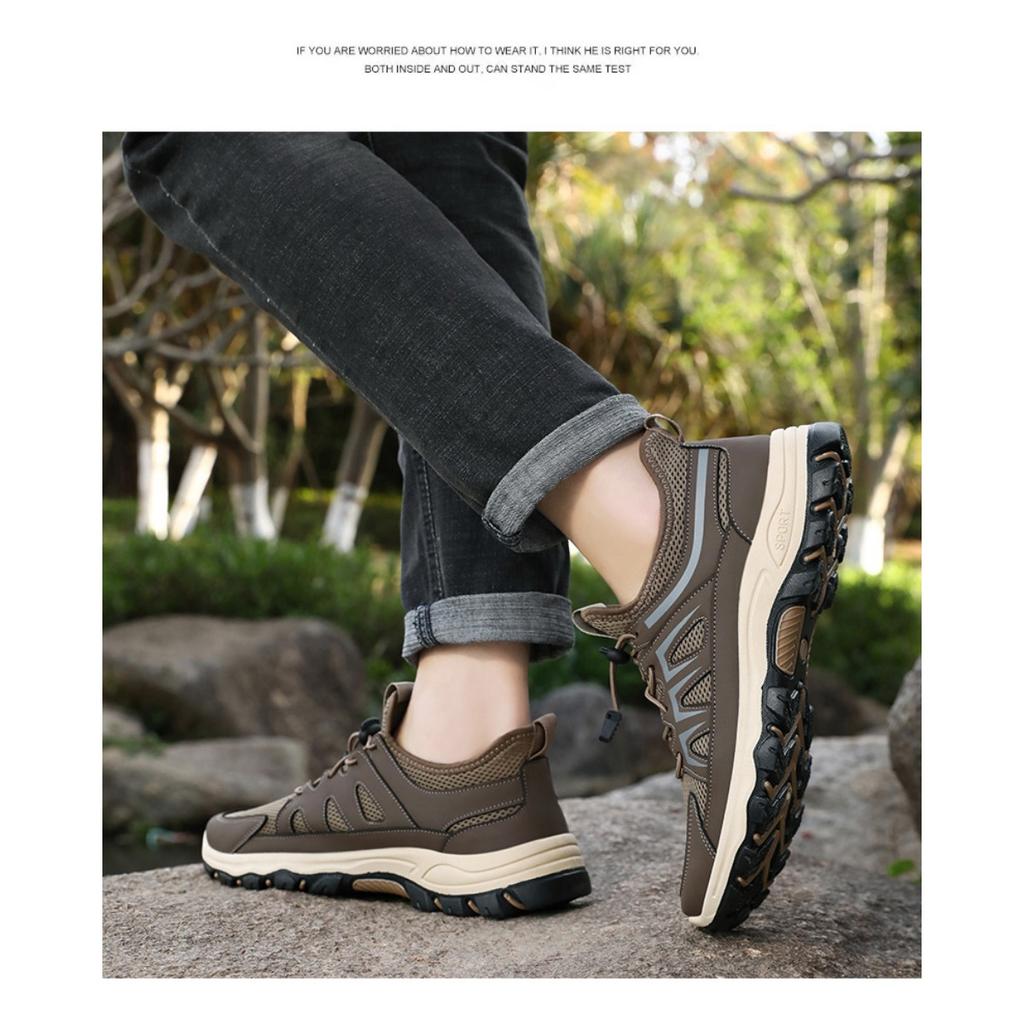 Men's Shoes, Sports Shoes, Summer New Breathable Running Shoes, Soft Soled Comfortable Thick Soled Shoes, Outdoor Wear-resistant Hiking Shoes