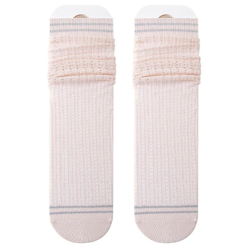 5 Pairs of Women's Spring and Fall Mesh Month College Style Cotton Midtube Stocking