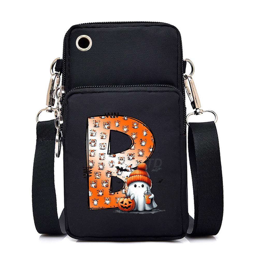 Halloween letter printing trend mobile phone bag vertical square black messenger bag change bag