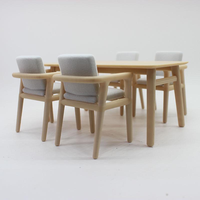 Miniature Dollhouse Dining Table and Chair Set - 12-Piece Scene Furniture Toy