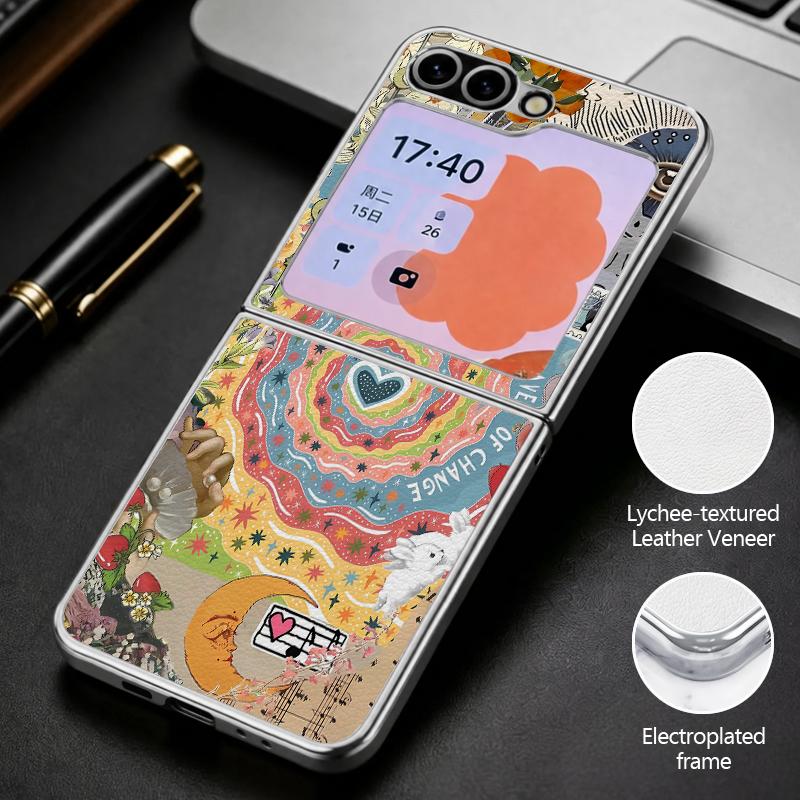 Retro Game Boy Camera Print Case For Samsung Z Flip 8 7 6 5 Hybrid 3in1 Leather Skin Plating Folding Phone Cover For Galaxy Z Flip8 Flip7 Flip6