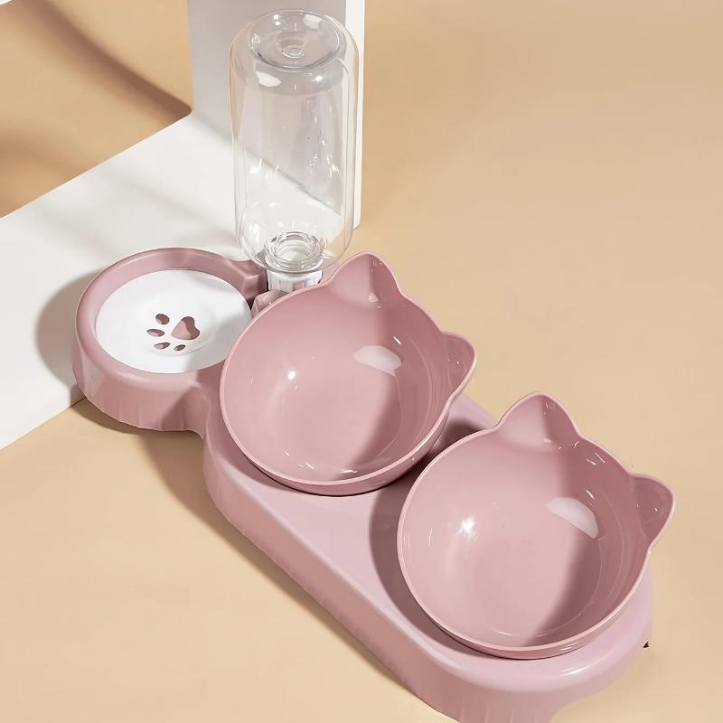 Animal Feeders Tilted 3 In 1 Cat Bowls for Water and Food, Raised Pet Feeder with Ear Design Non-Slip Dog Bowls for Home & Photo Props