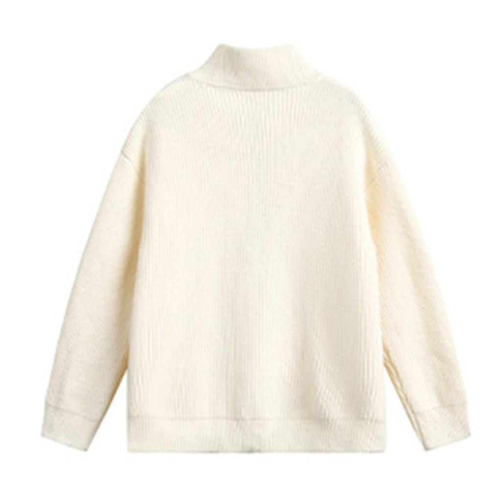 Men's Solid-color Loose Cardigan, Sweater, Knitted Sweater, Men's And Women's Stand-up Collar Zipper Jacket