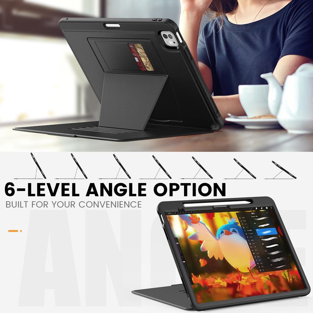Style B For iPad Pro 13 (2024) Stand Case PC+TPU+PU Shockproof Tablet Cover with Card Slots