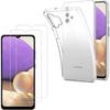 Case for Samsung A32 5G - PHONILLICO - Transparent - Flexible Silicone - Tempered Glass