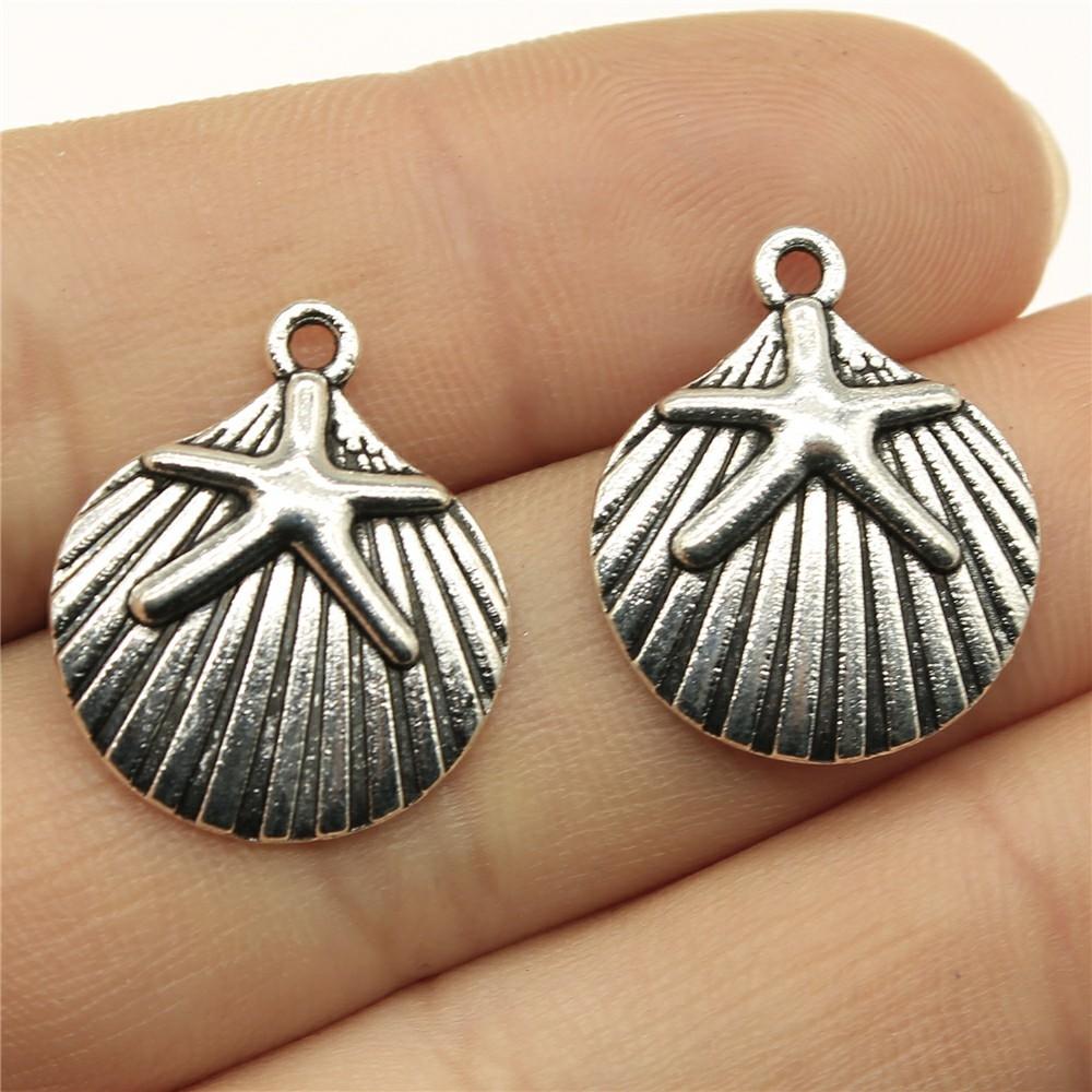 20pcs Shell Charms Antique Silver Color Sea Shell Pendant Charms Shell Charms For Jewelry Making DIY Craft