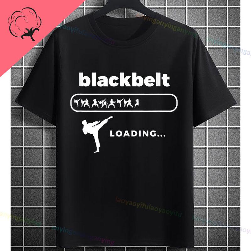 Unisex Funny Karate Graphic TShirt Keep Training Until The Belt Turns Black Slogan Pure Cotton Shortsleeve Sports Tshirt